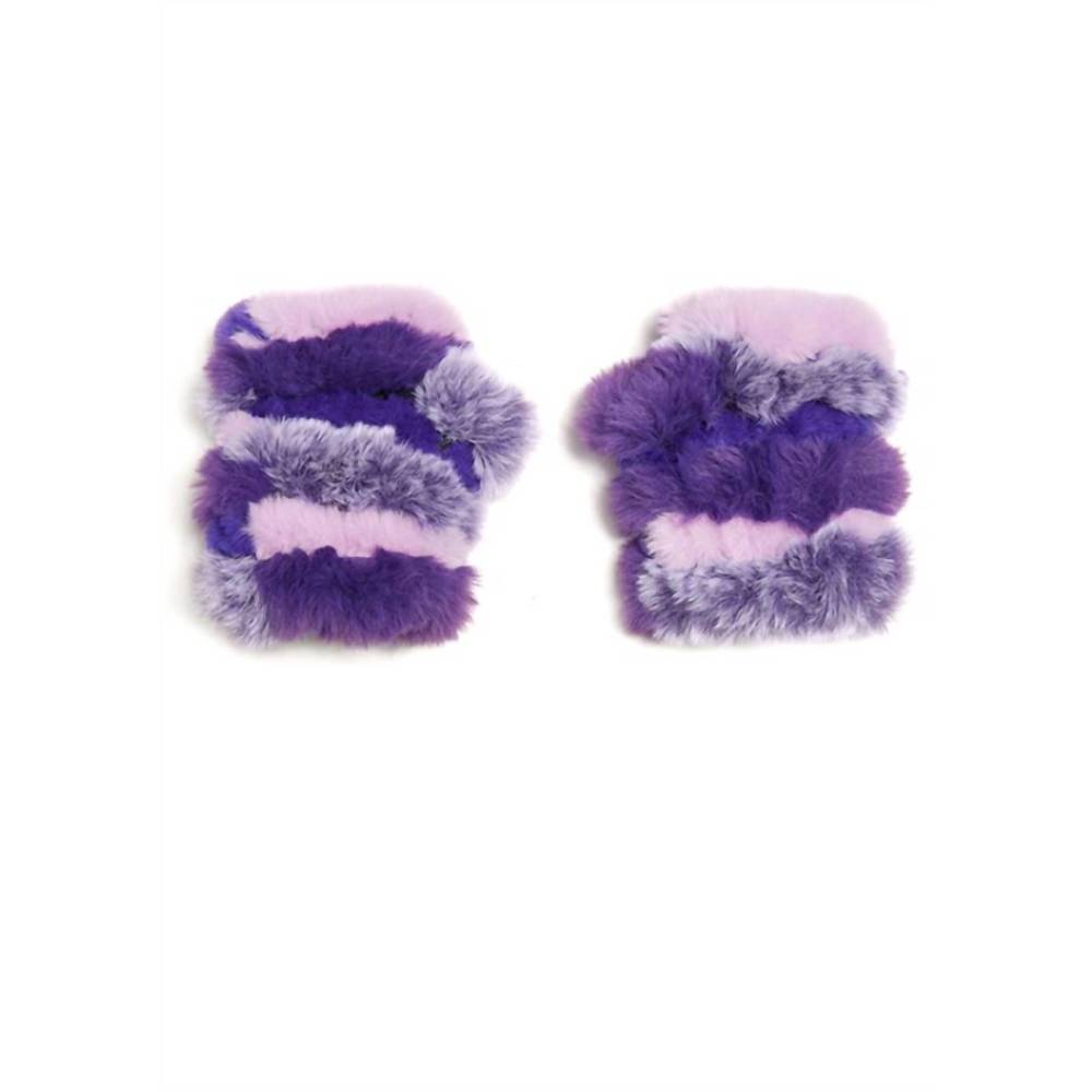 Jocelyn Purple and Pink Fur Fingerless Mittens